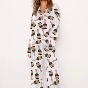 Champagne Bottle Print Women's Pajama Set